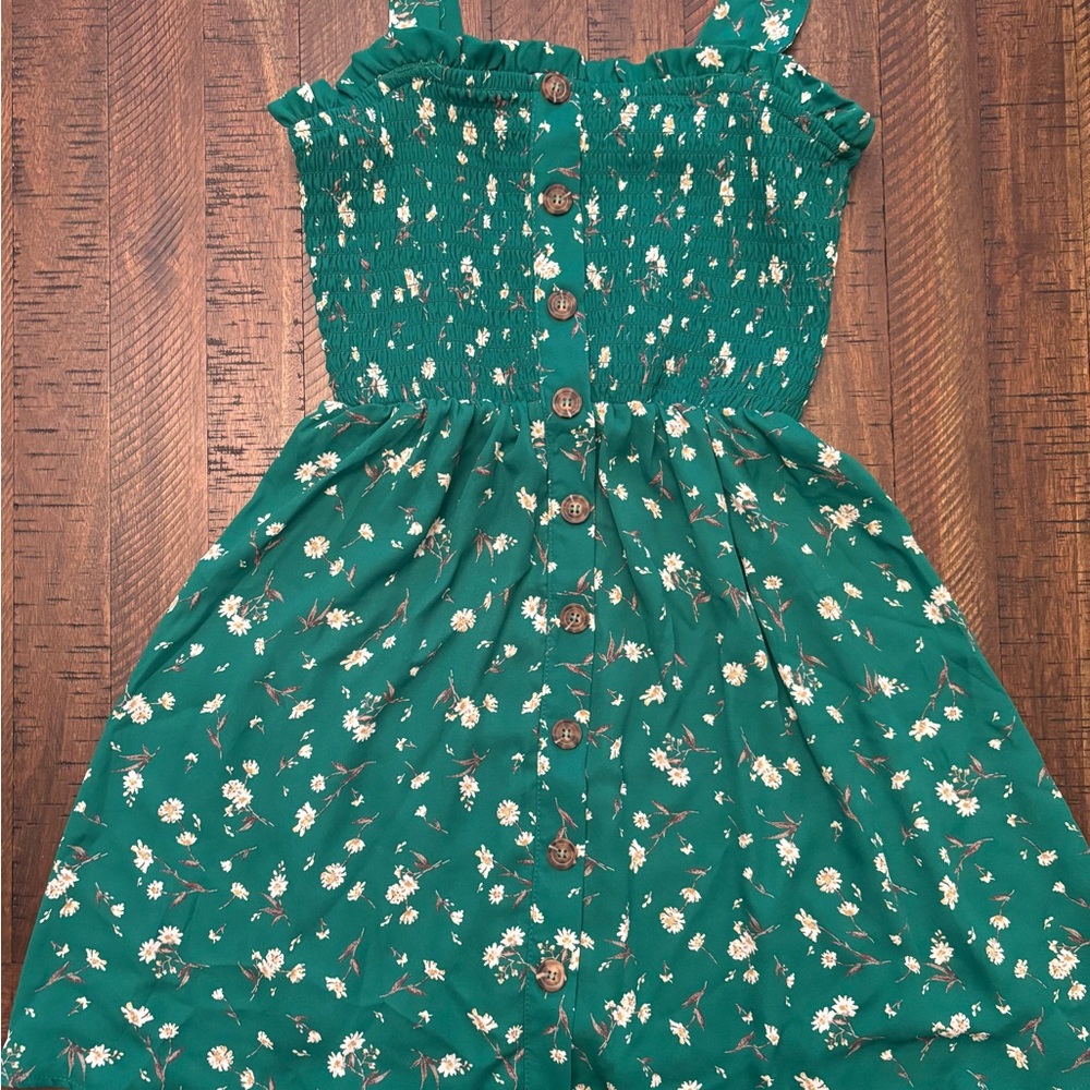 Floral Green Kids Dress